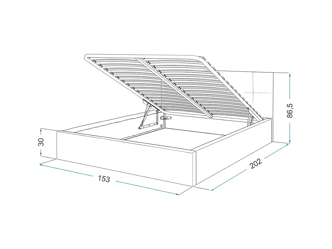 Lit Coffre Rino 160 x 200 cm - Sommier inclus Azur
