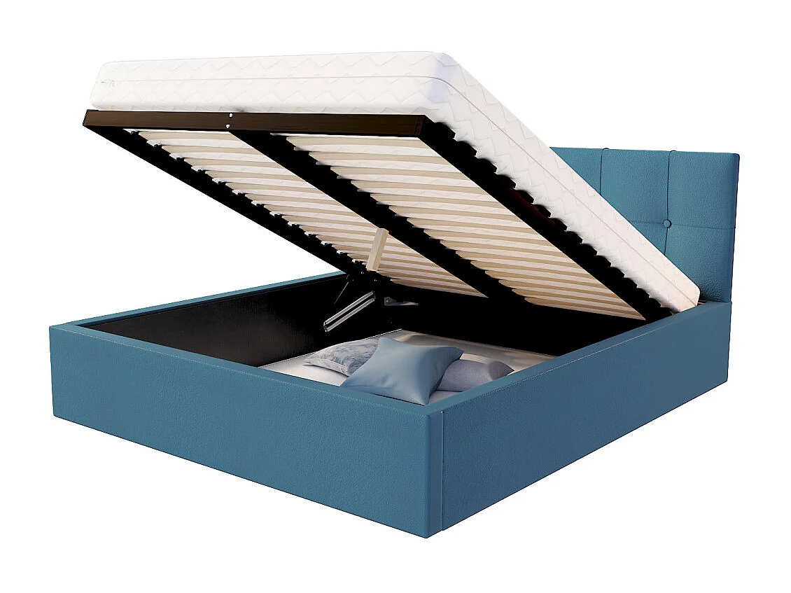 Lit Coffre Rino 160 x 200 cm - Sommier inclus Azur