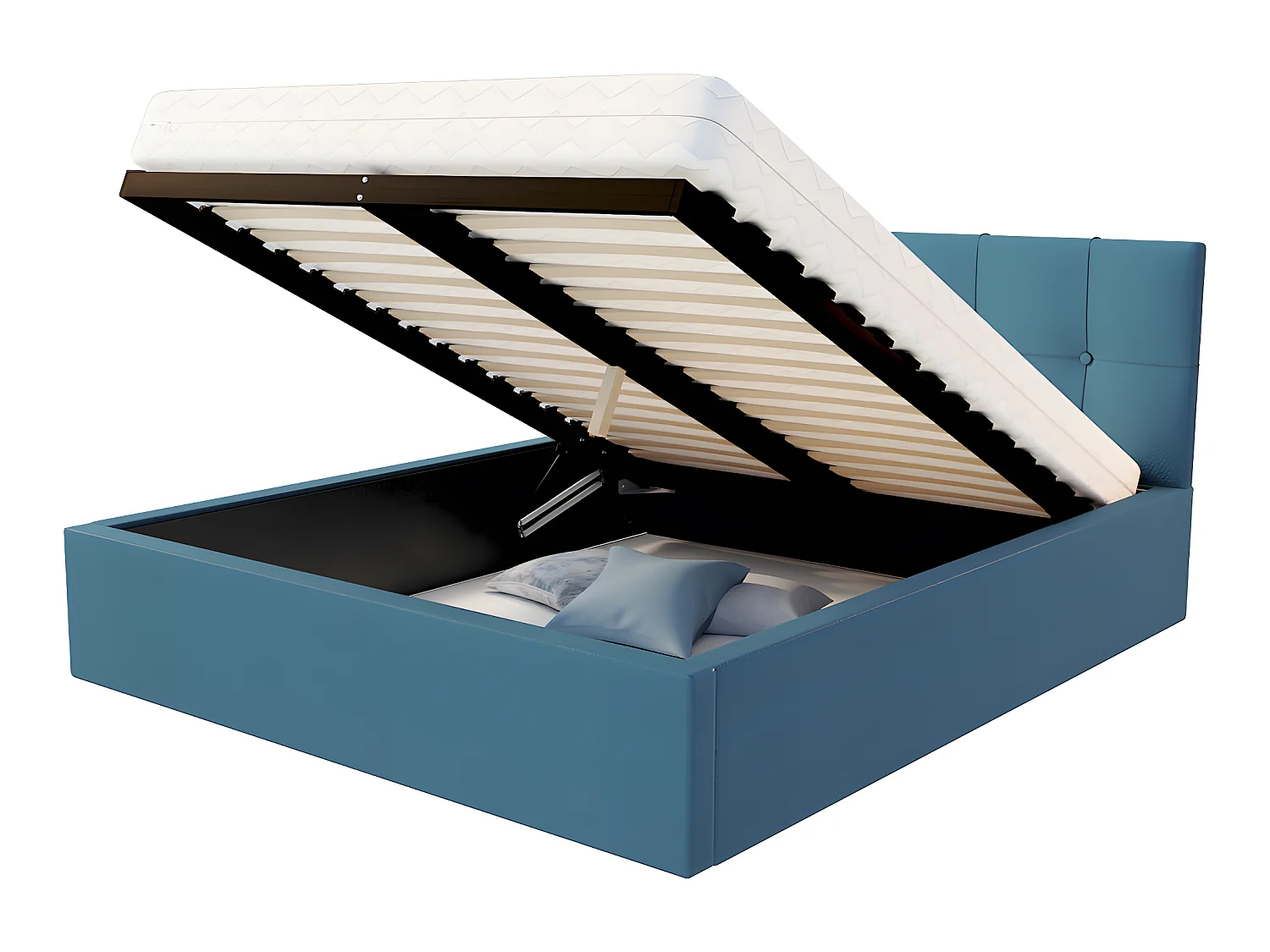 Lit Coffre Rino 160 x 200 cm - Sommier inclus Azur