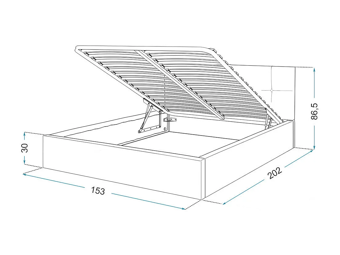 Lit Coffre Rino 160 x 200 cm - Sommier inclus Azur