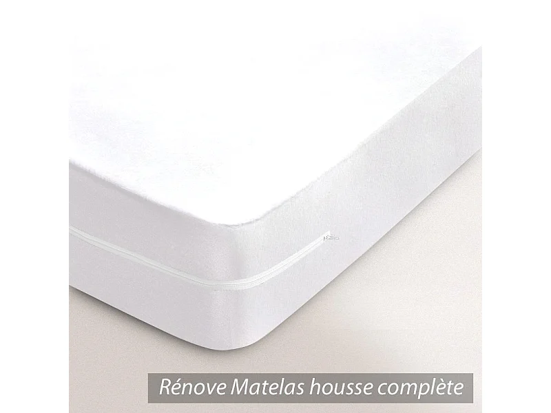 Housse de matelas ANTONIN 70x140 cm molleton 220 g/m² absorbant blanc