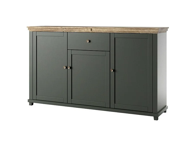 Buffet 160cm met 3 deuren en een lade uit de ASSIA collectie. Kleur groen en eiken.