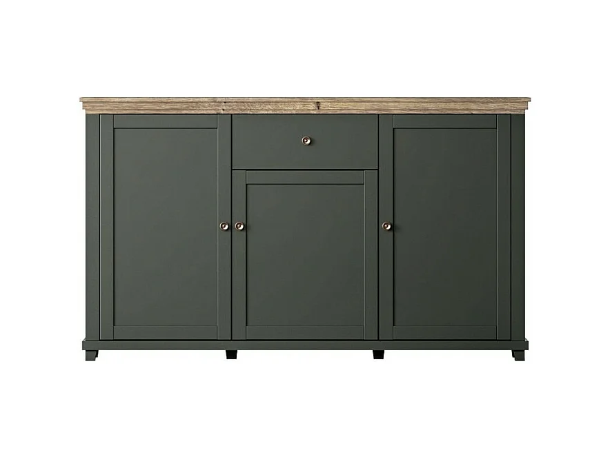 Buffet 160cm met 3 deuren en een lade uit de ASSIA collectie. Kleur groen en eiken.