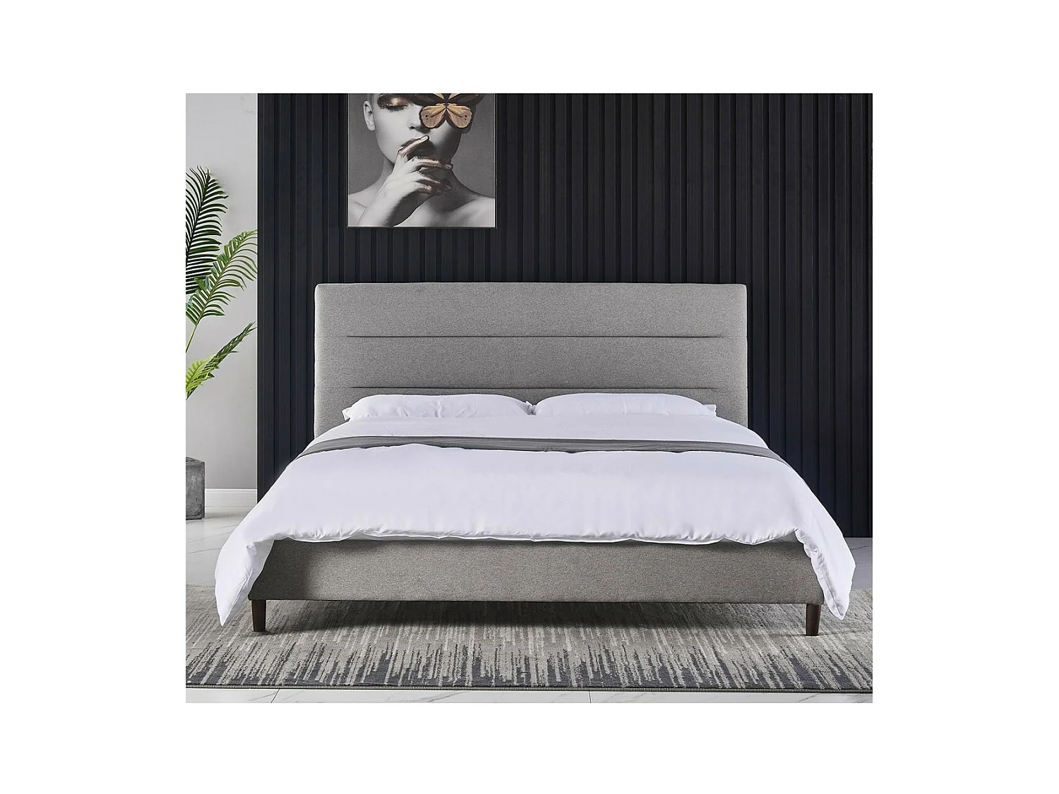 Lit SIENNE – 140x200 cm coloris gris avec sommier inclus