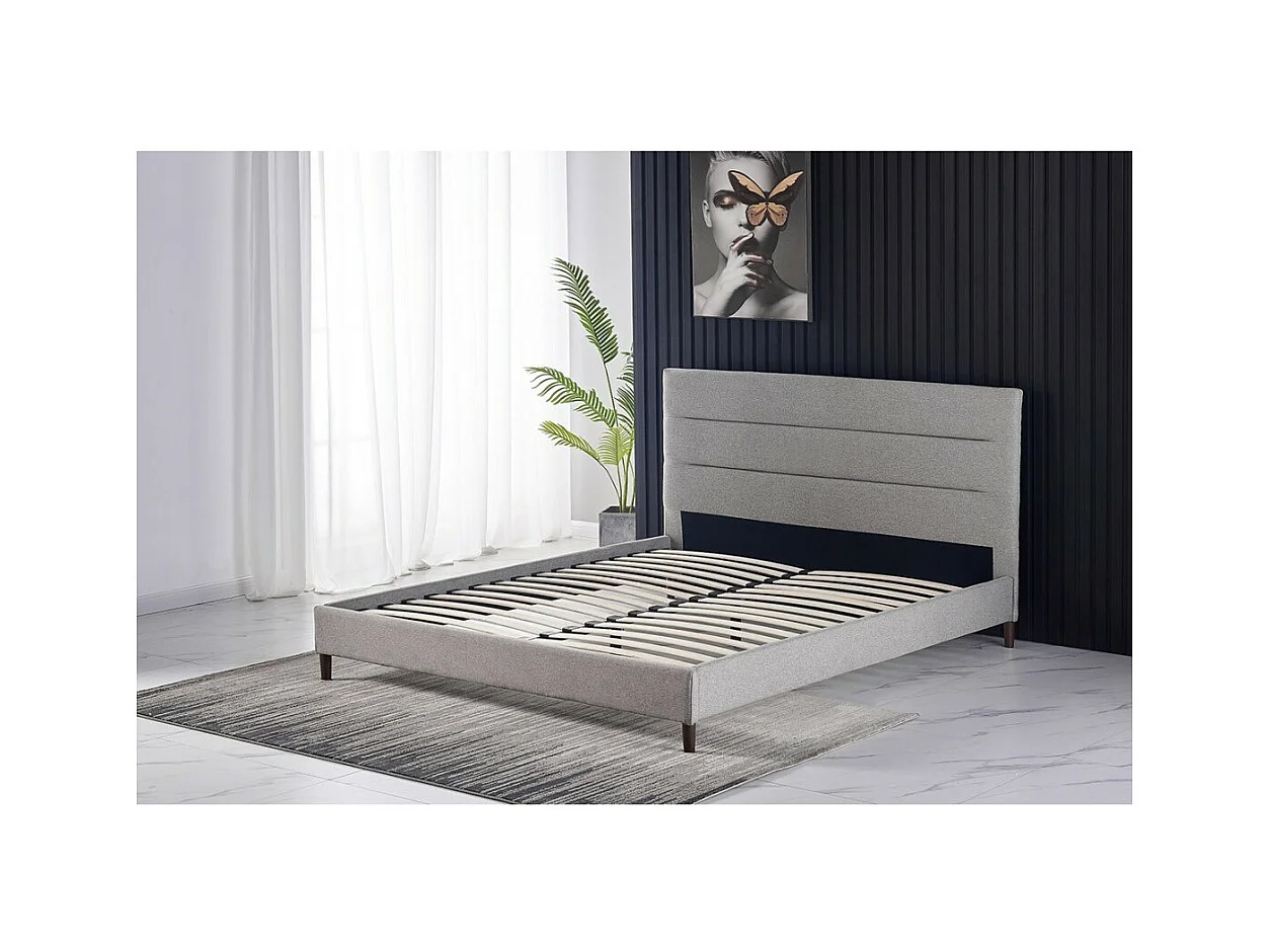 Lit SIENNE – 140x200 cm coloris gris avec sommier inclus