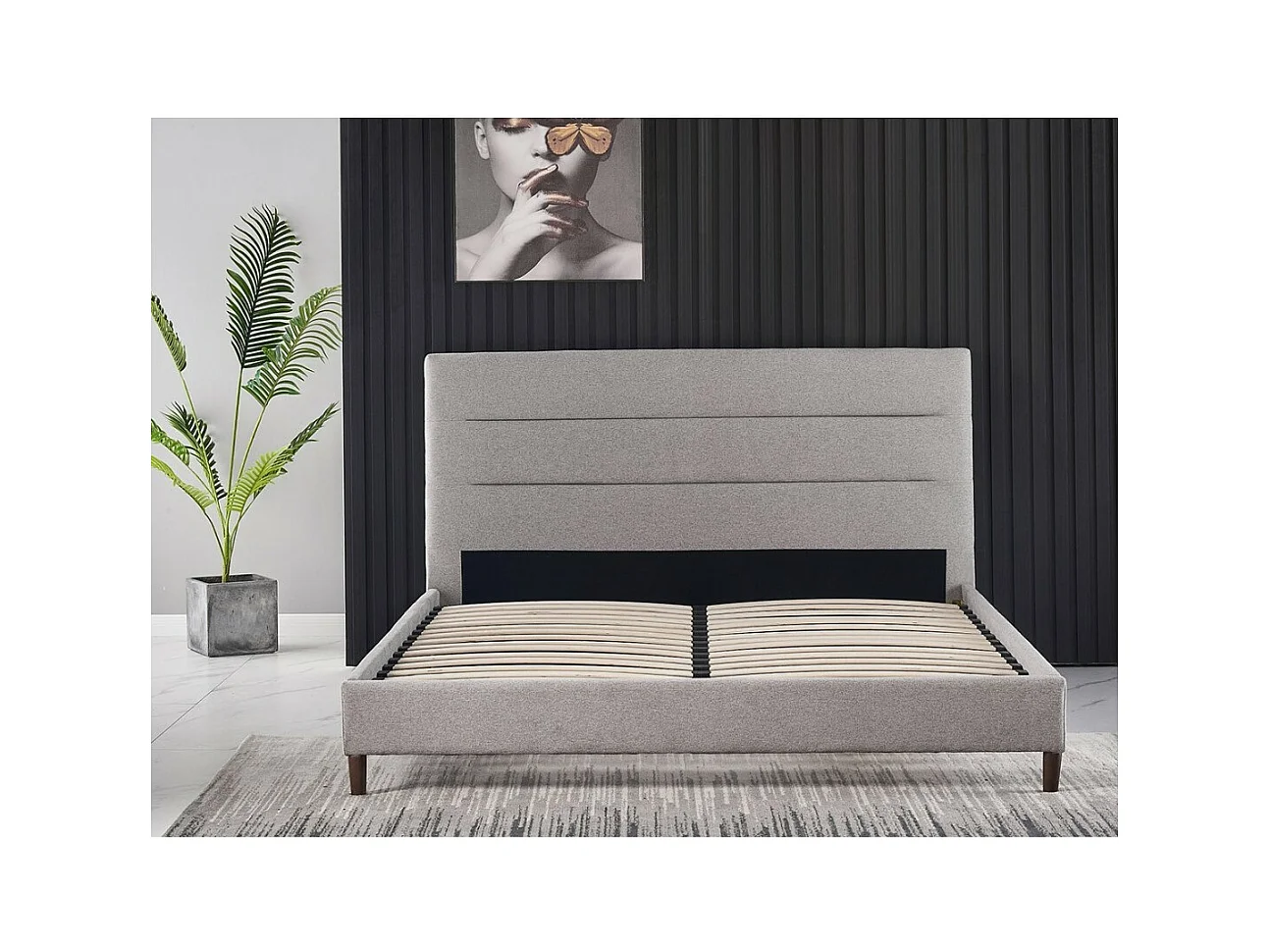 Lit SIENNE – 140x200 cm coloris gris avec sommier inclus
