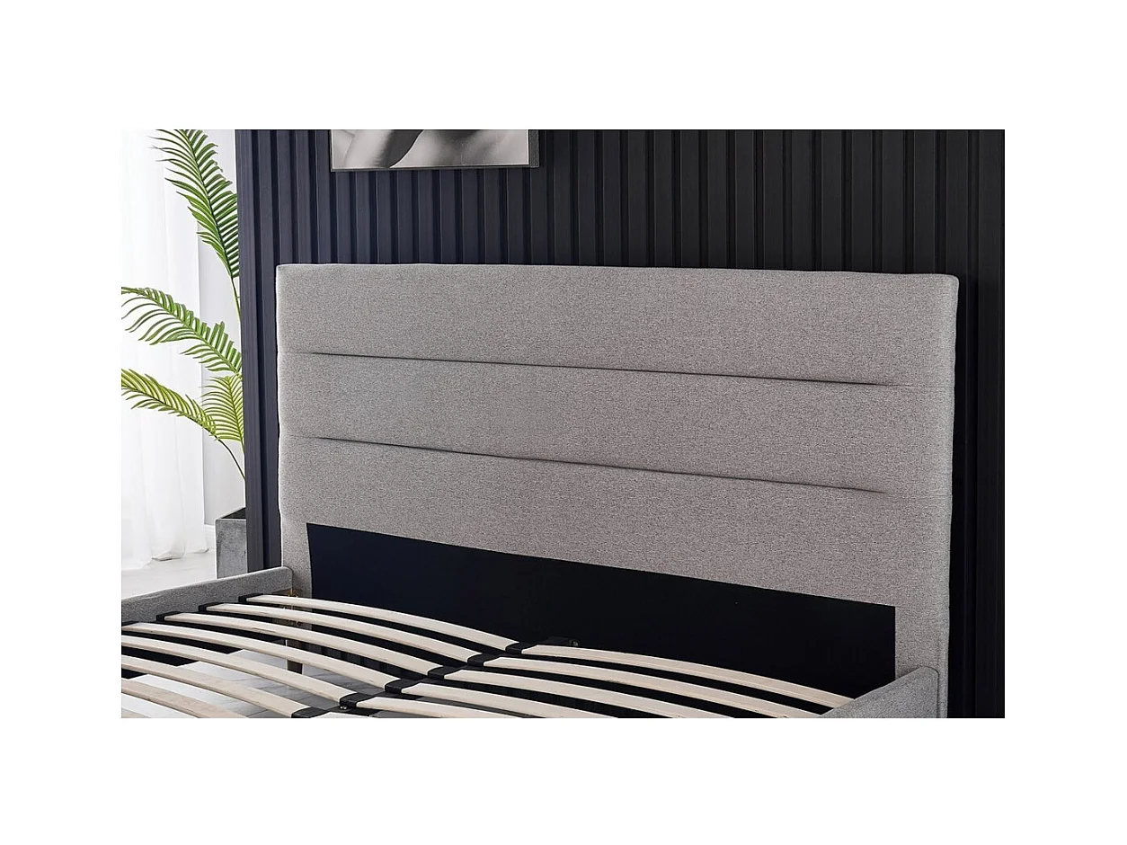 Lit SIENNE – 140x200 cm coloris gris avec sommier inclus