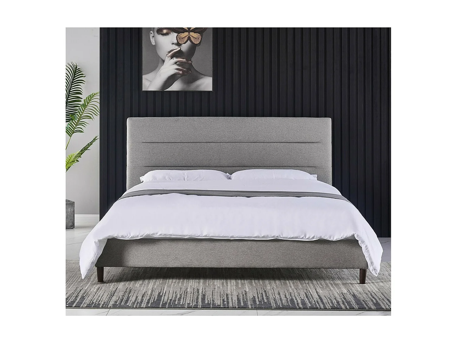 Lit SIENNE – 140x200 cm coloris gris avec sommier inclus