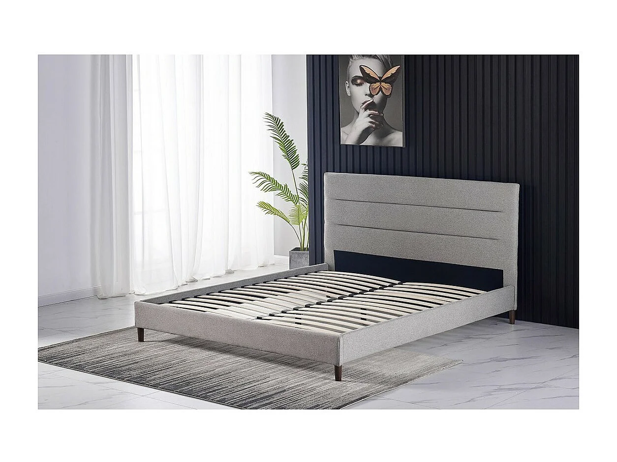 Lit SIENNE – 140x200 cm coloris gris avec sommier inclus