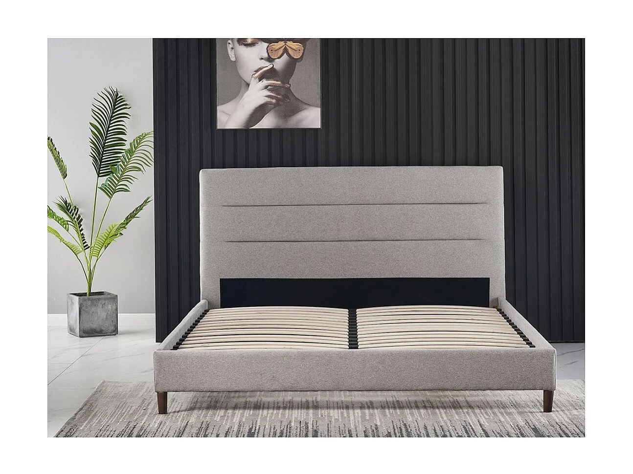 Lit SIENNE – 140x200 cm coloris gris avec sommier inclus