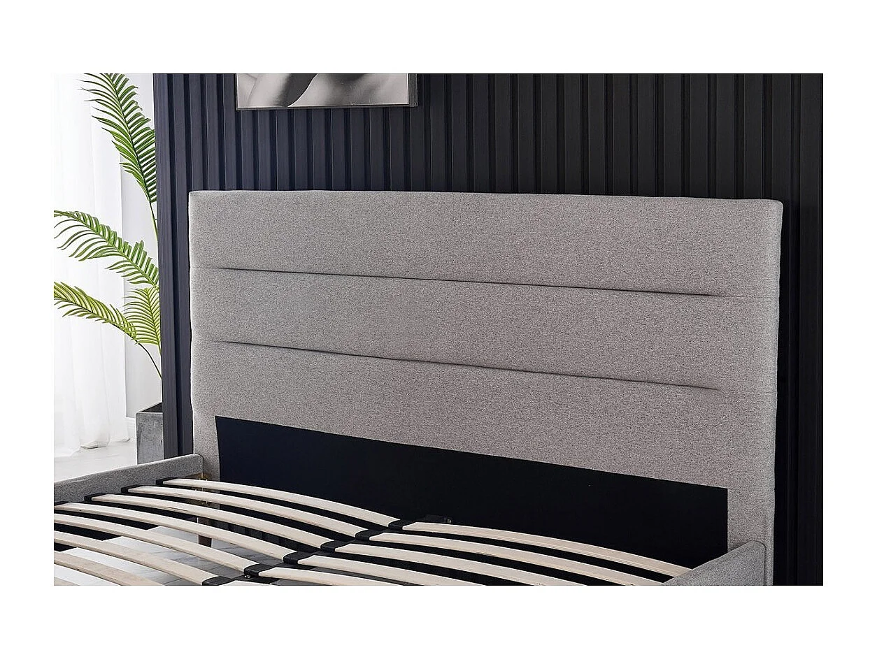 Lit SIENNE – 140x200 cm coloris gris avec sommier inclus