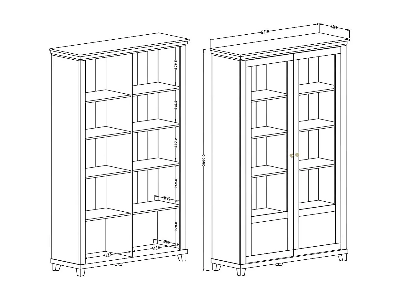 Vitrine large 2 portes avec LED intégrées collection ASSIA. Couleur vert et chêne.