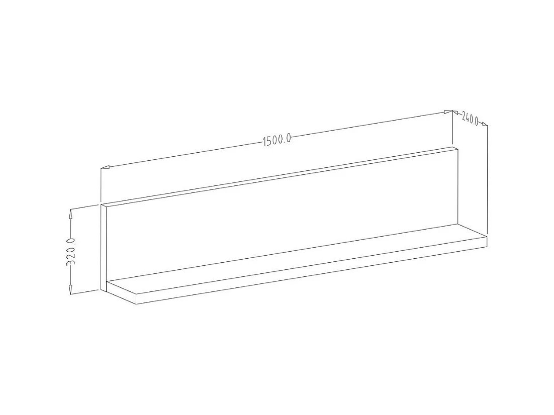 Prateleira de parede design 150cm Cor antracite. Coleção BERGAME.