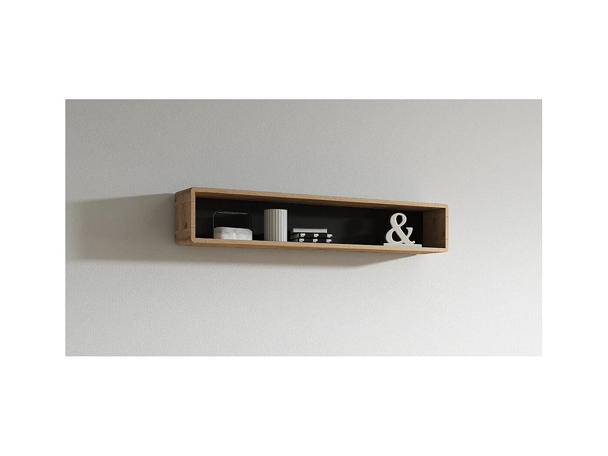 Design rek 150cm collectie VILLA. Kleur eiken en zwart.