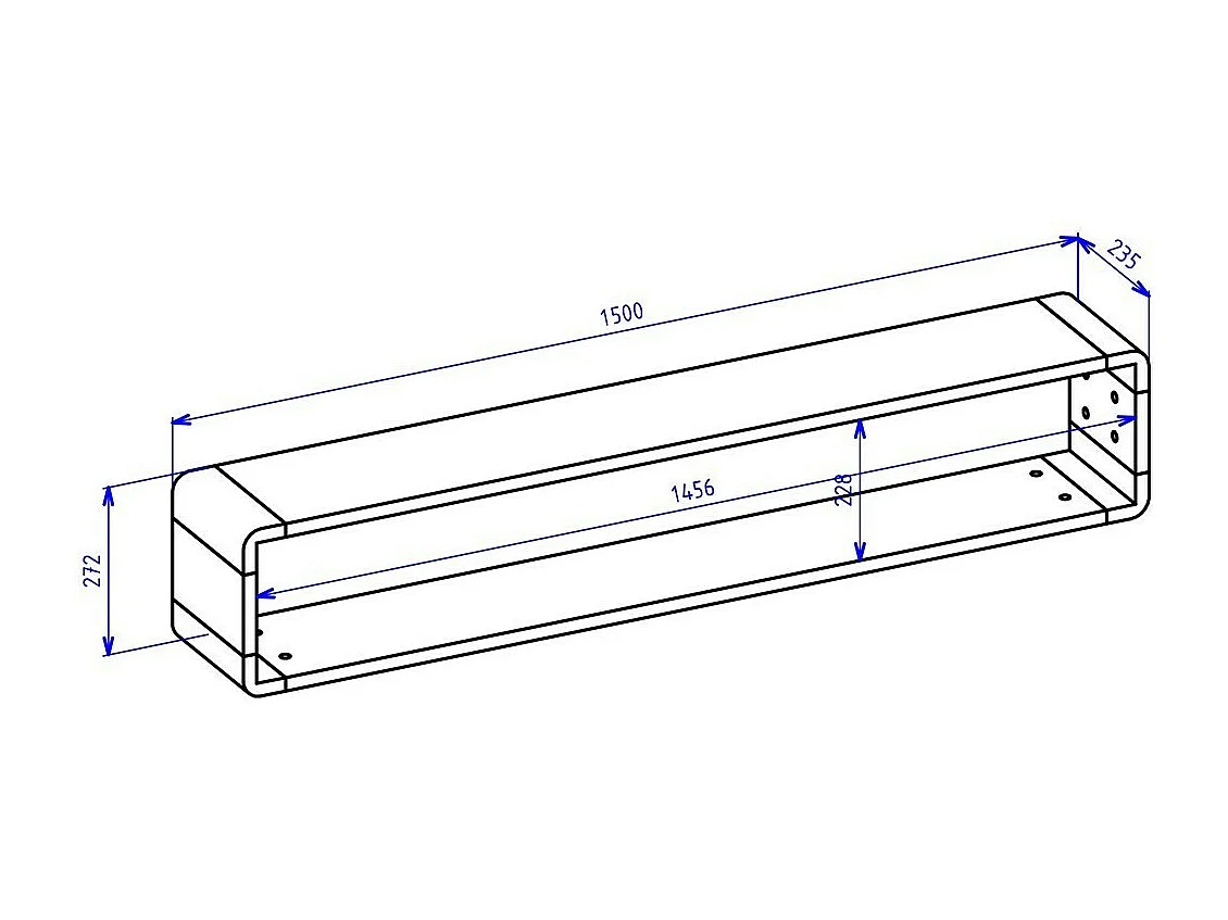 Étagère murale VILLA – 150 cm coloris chêne et noir