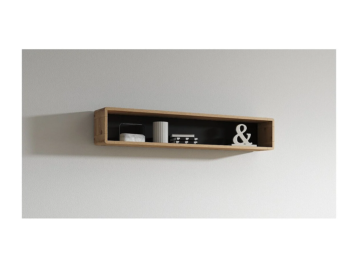 Étagère murale VILLA – 150 cm coloris chêne et noir