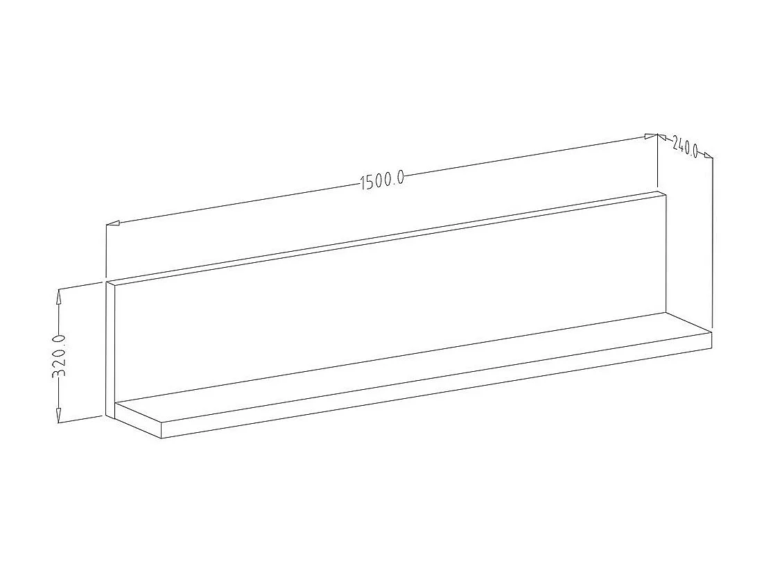 Wandregal im Design 150cm in Weiß und Grau mit Betoneffekt. Kollektion BERGAME.