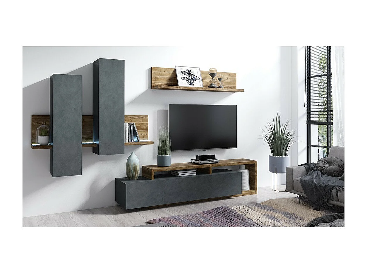 Étagère murale BERGAME – 150 cm coloris chêne foncé