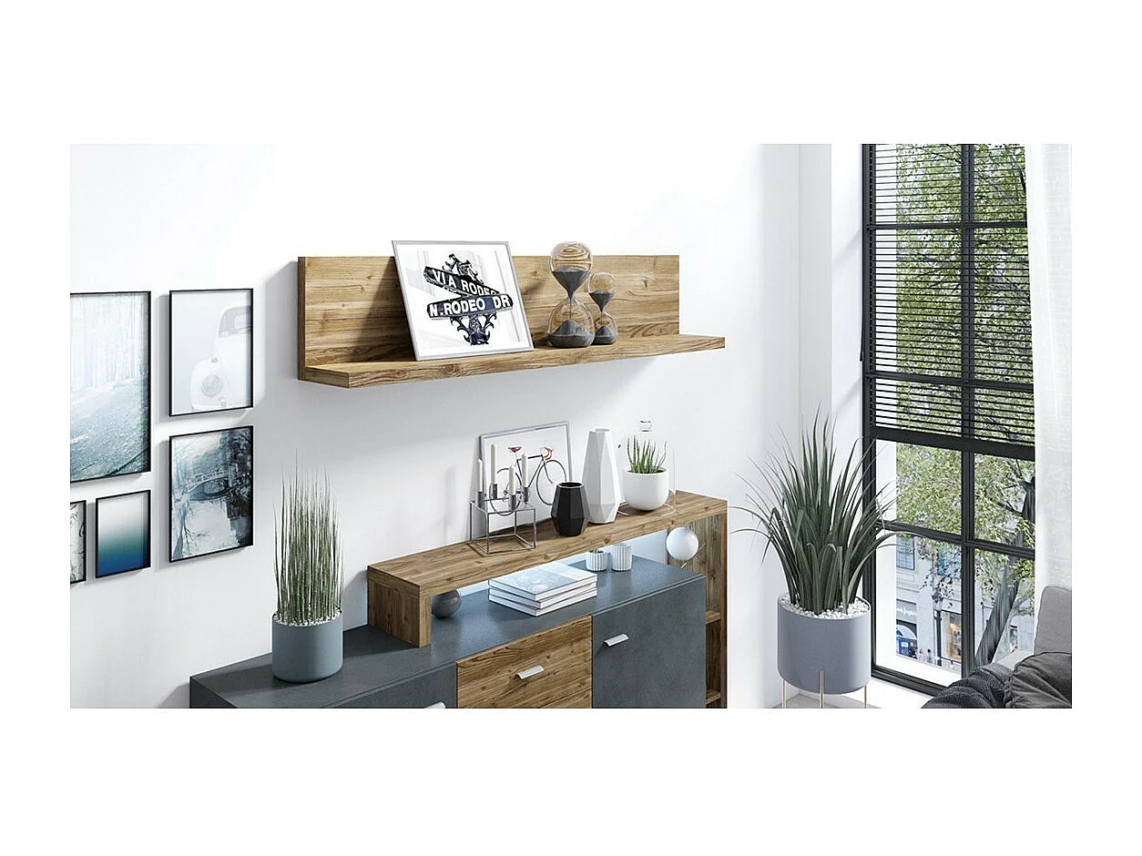 Étagère murale BERGAME – 150 cm coloris chêne foncé