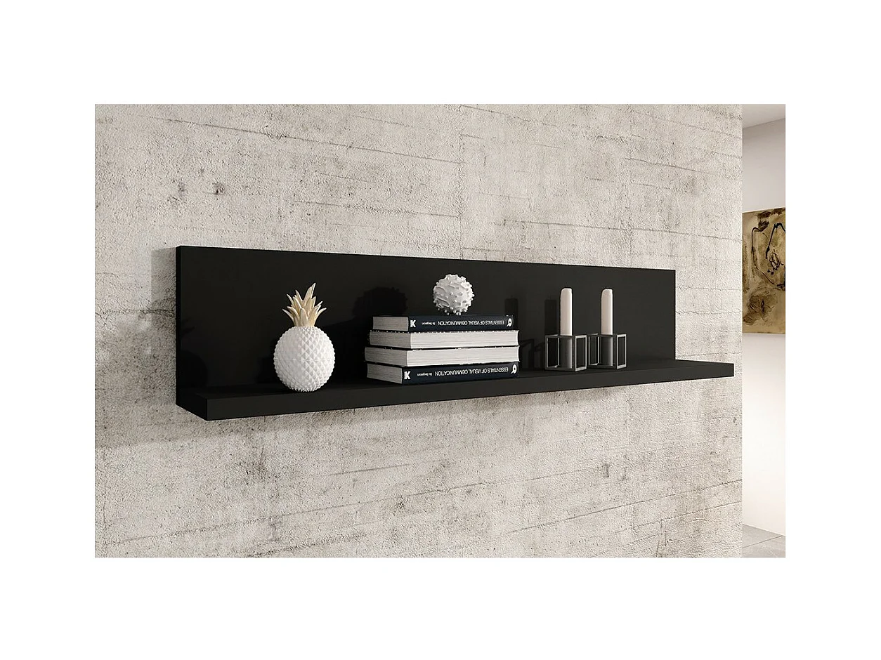 Scaffale da parete design 150cm Colore nero super opaco. Collezione BERGAMO.