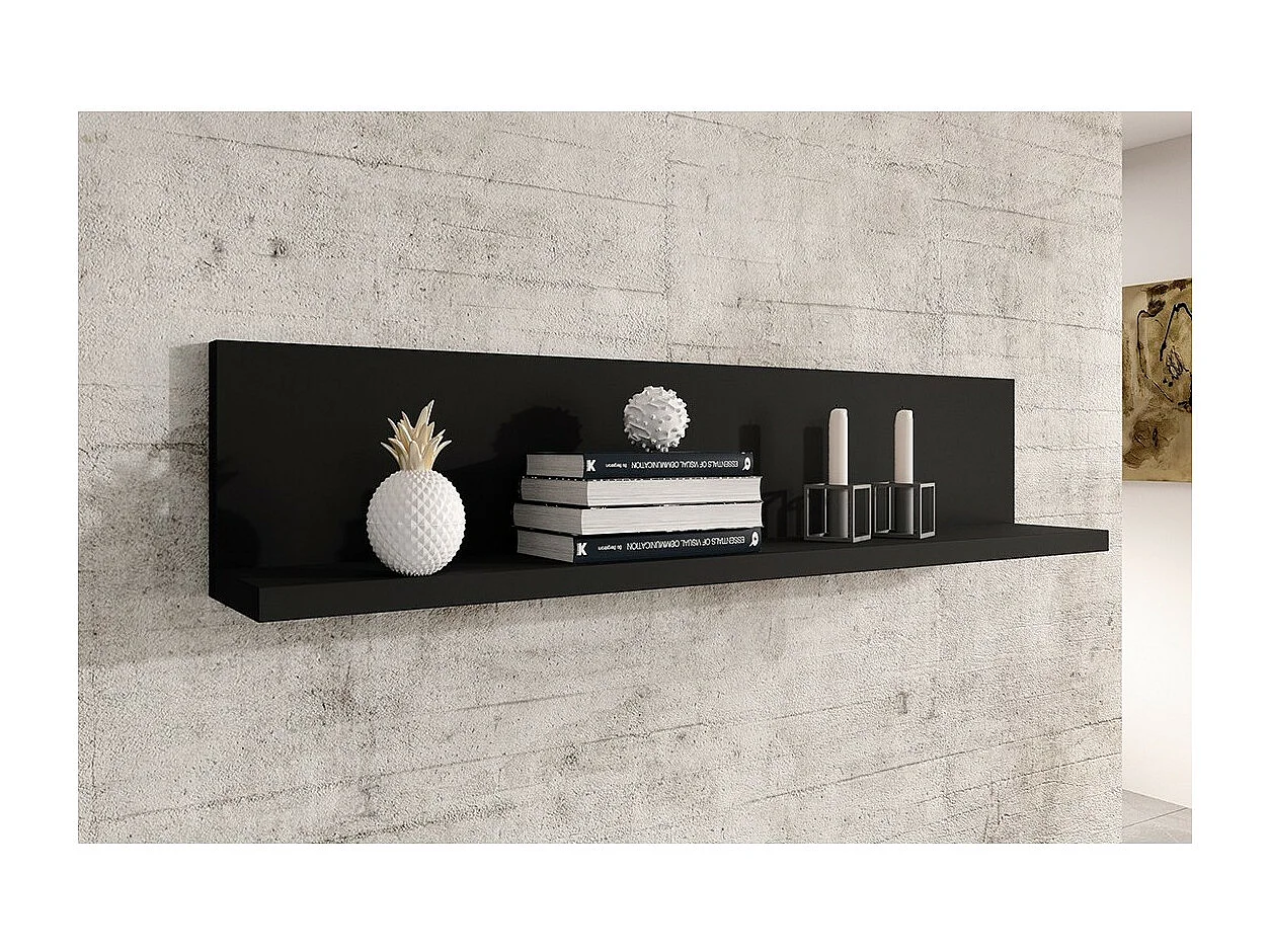 Wandregal Design 150cm Farbe supermatt Schwarz. Kollektion BERGAMO.