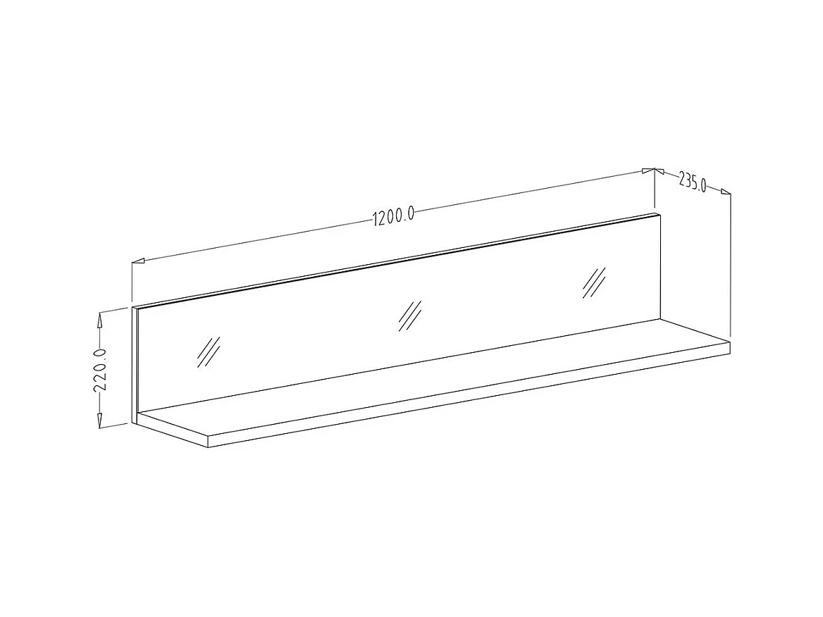 Wandplank ZANTE – 120 cm – Zwart en glanzend grijs – Modern ontwerp