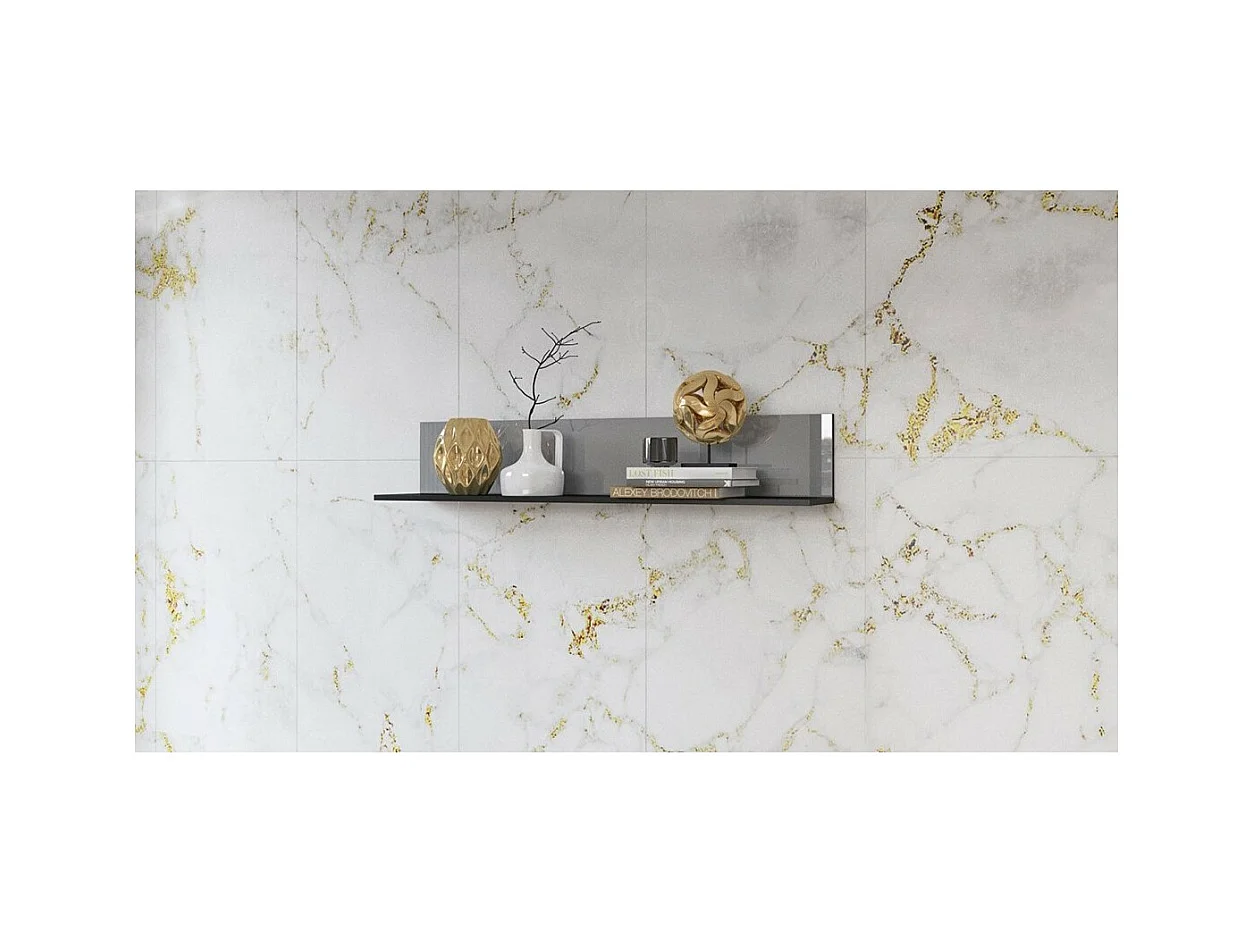 Wandplank ZANTE – 120 cm – Zwart en glanzend grijs – Modern ontwerp