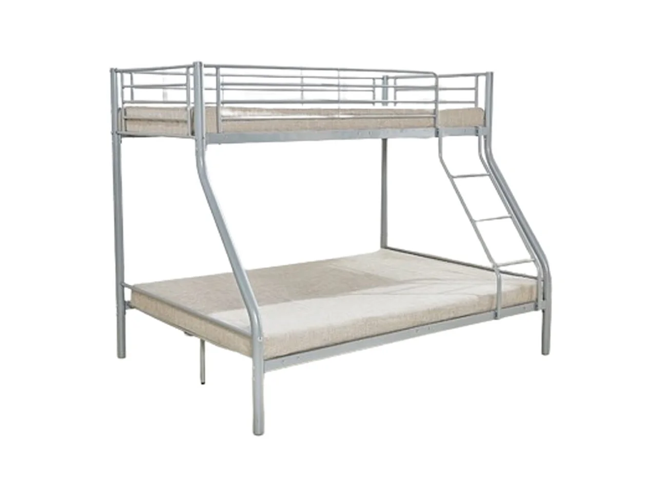 Letto a castello TRYO - 3 posti - Metallo grigio - 90x200 cm e 140x200 cm - Rete inclusa