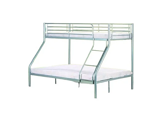 Lit superposé NICOLAS – 3 places en métal gris – 90x200 + 140x200 cm