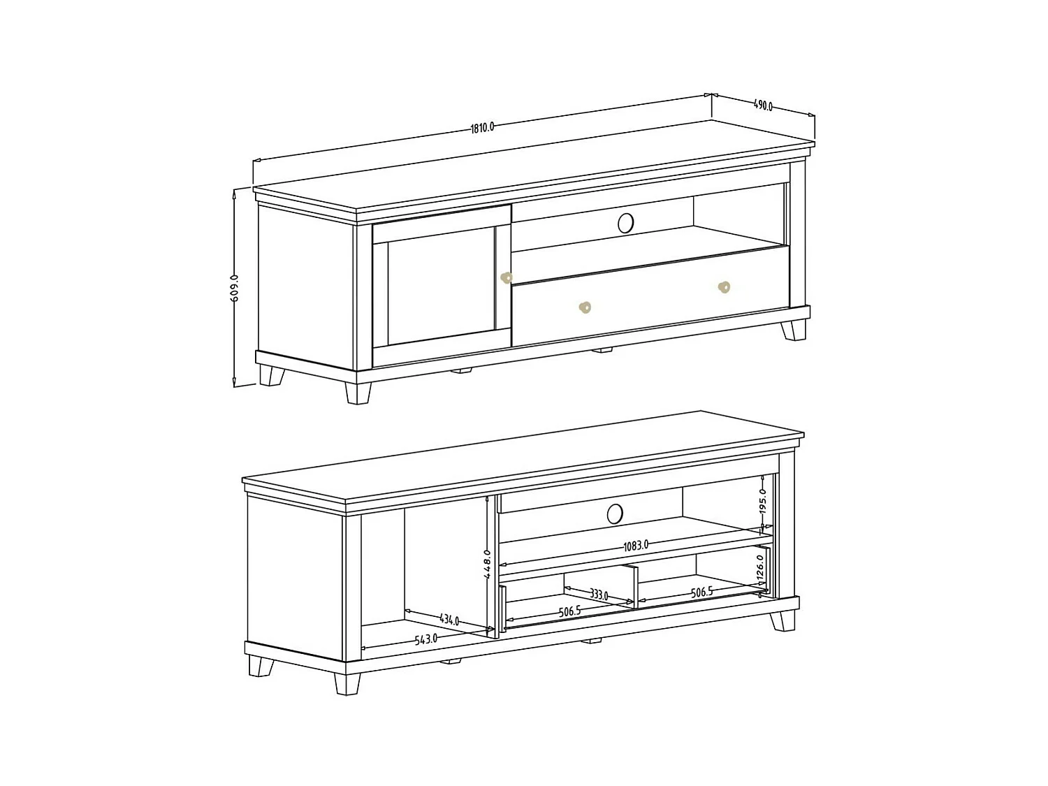 Móvel para TV de 180cm com LED integrado. Coleção ASSIA. Cores verde e carvalho. 1 porta e 1 gaveta.