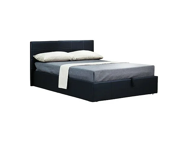 Lit coffre avec sommier CANEL 160x200 en simili cuir, coloris noir