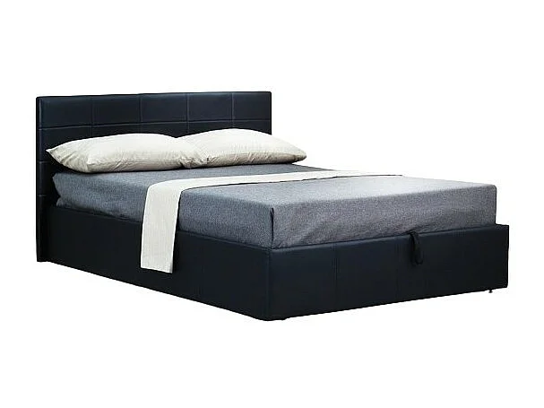 Opslagbed met lattenbodem CANEL 160x200 in kunstleer, kleur zwart