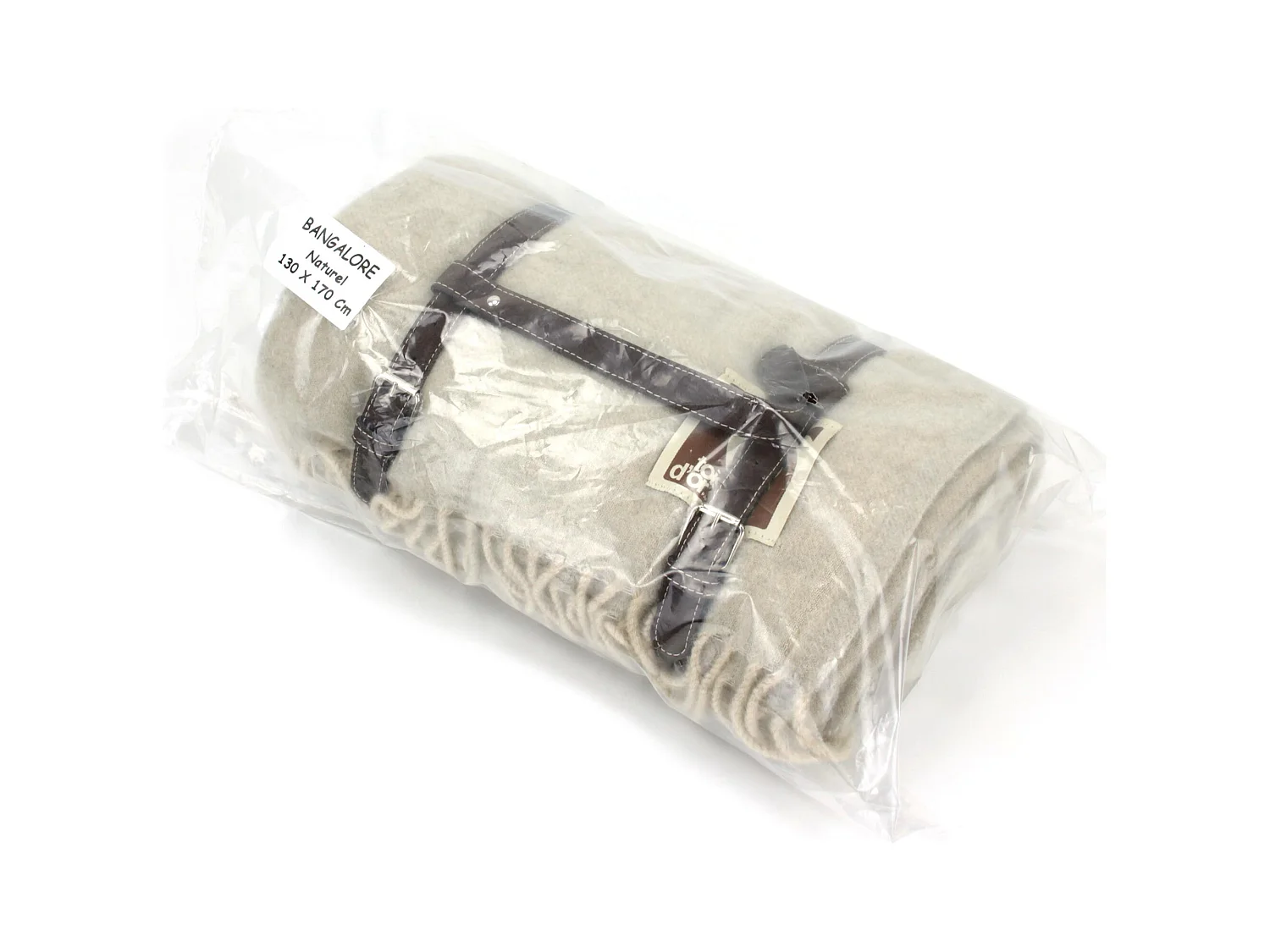 Plaid 130x170 cm 100% laine cachemire 240 g/m2 BANGALORE Marron Naturel