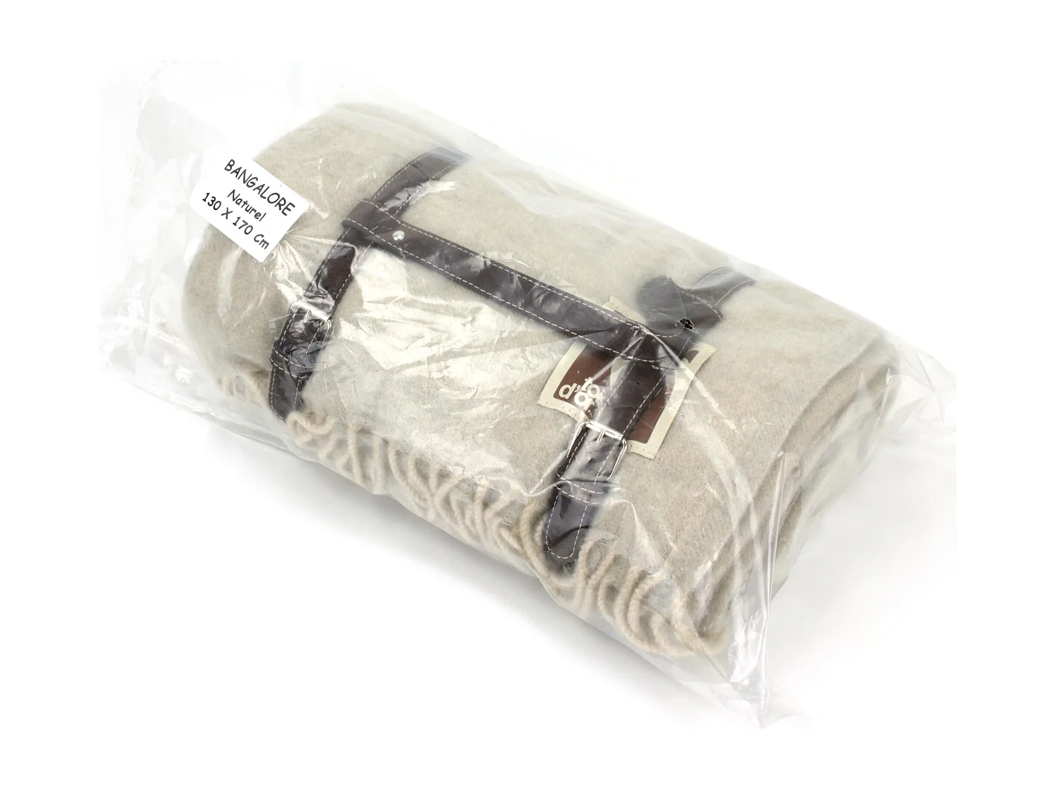 Plaid 130x170 cm 100% laine cachemire 240 g/m2 BANGALORE Marron Naturel