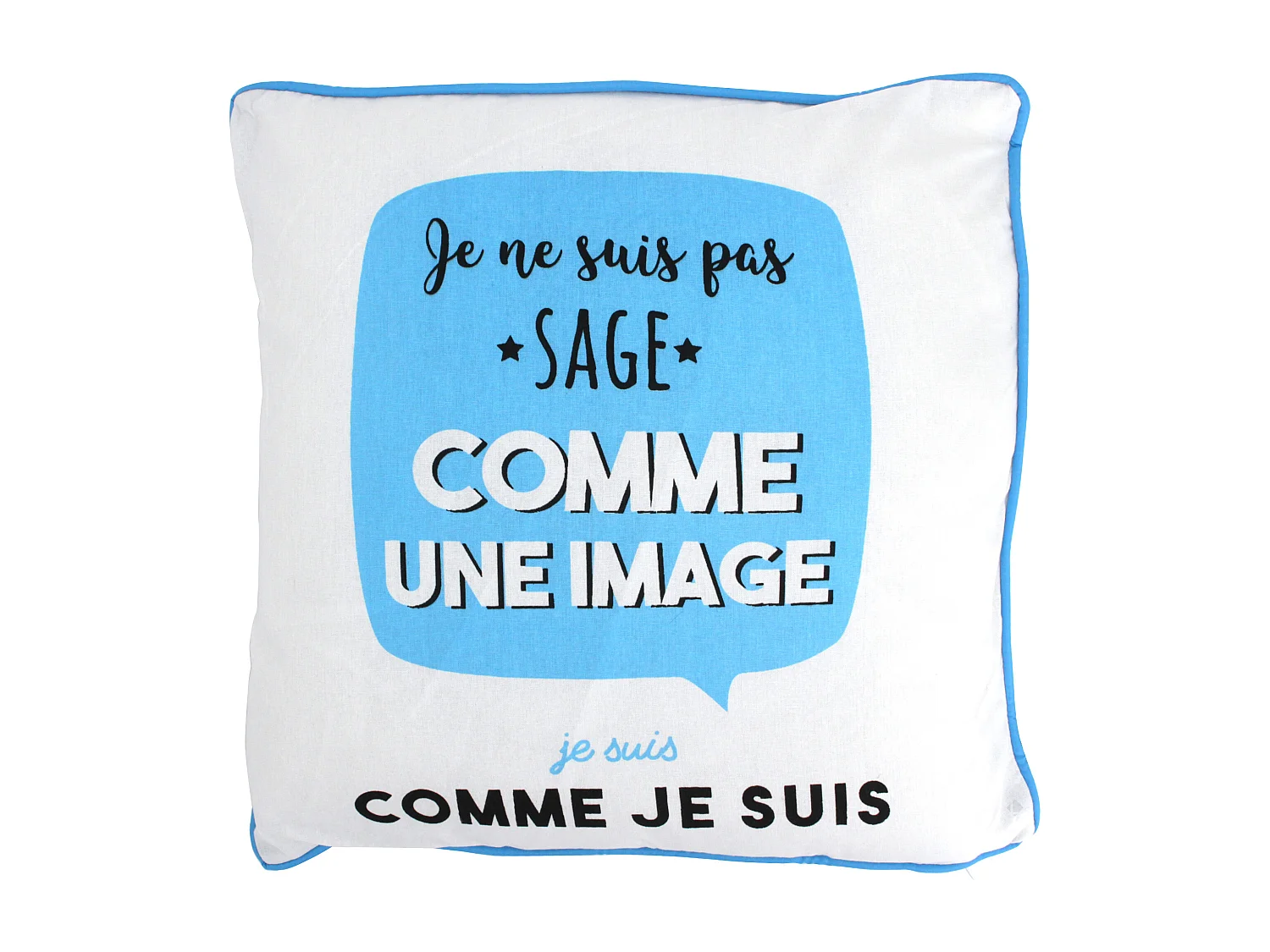 Coussin 40x40 cm JE SUIS Bleu