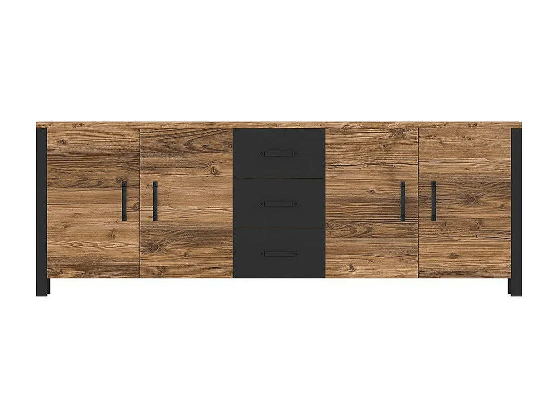 Buffet DARWIN – 220 cm en épicéa et noir mat