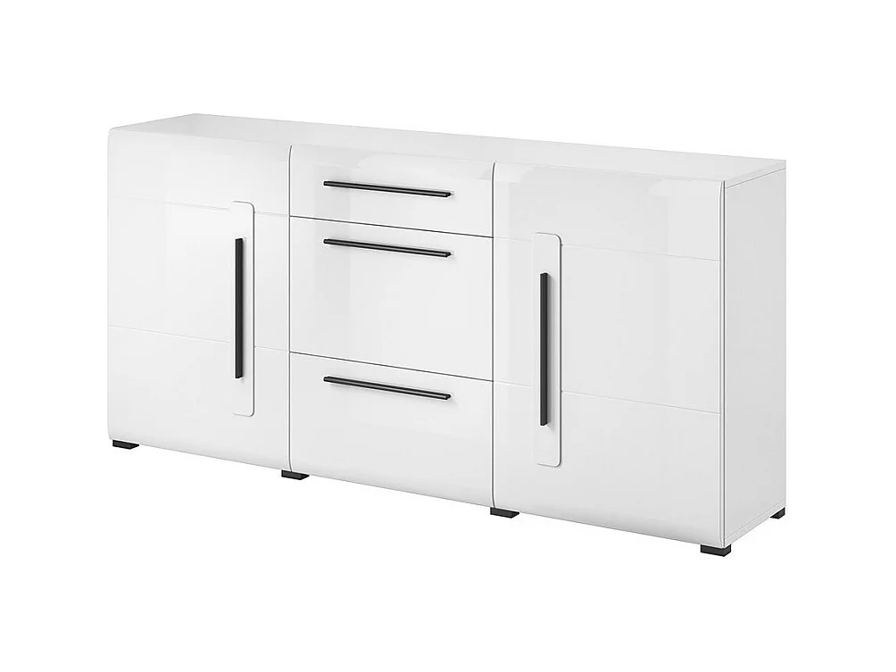 Buffet design 180 cm collection BREDA – 2 portes et 3 tiroirs, coloris blanc