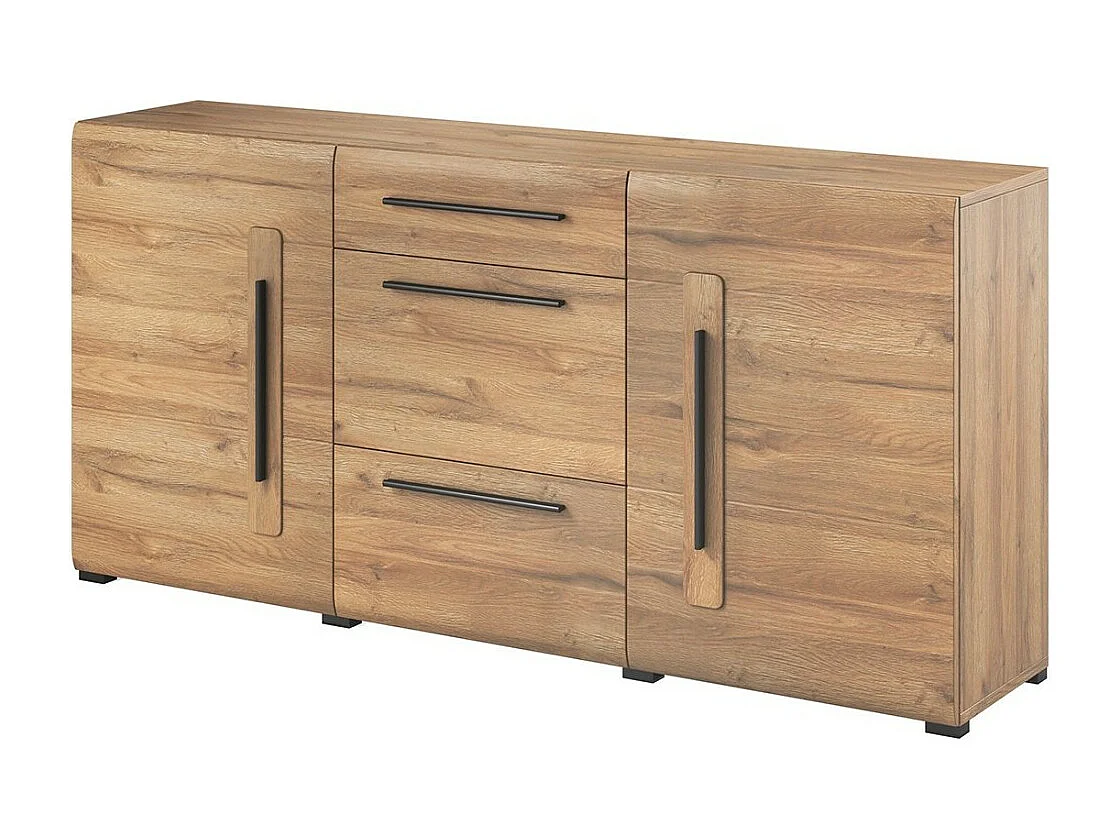 Buffet 180cm collezione BREDA con due porte parzialmente vetrate e tre cassetti. Colore Rovere