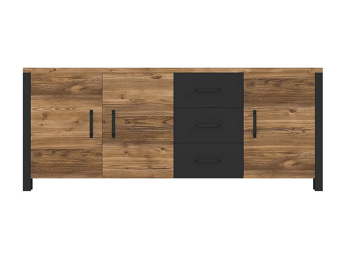 Buffet XL DARWIN – 190 cm en épicéa et noir mat