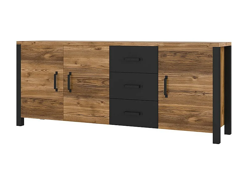 Buffet XL DARWIN – 190 cm en épicéa et noir mat