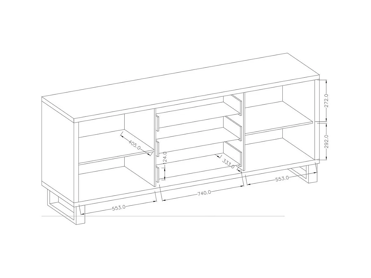 Buffet 2 portes 3 tiroirs MILO – Chêne clair et noir – Style industriel robuste