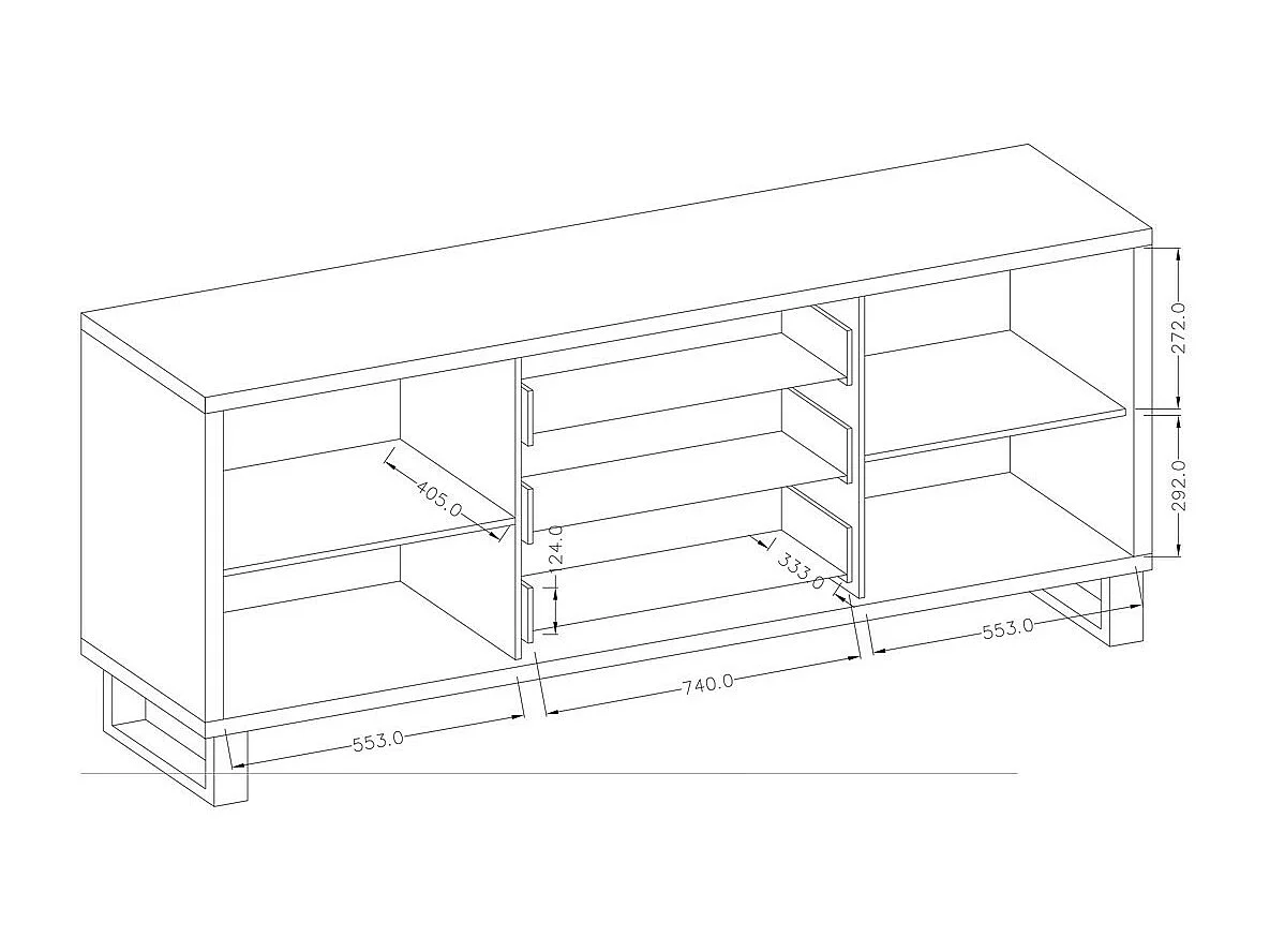 Buffet 2 portes 3 tiroirs MILO – Chêne clair et noir – Style industriel robuste