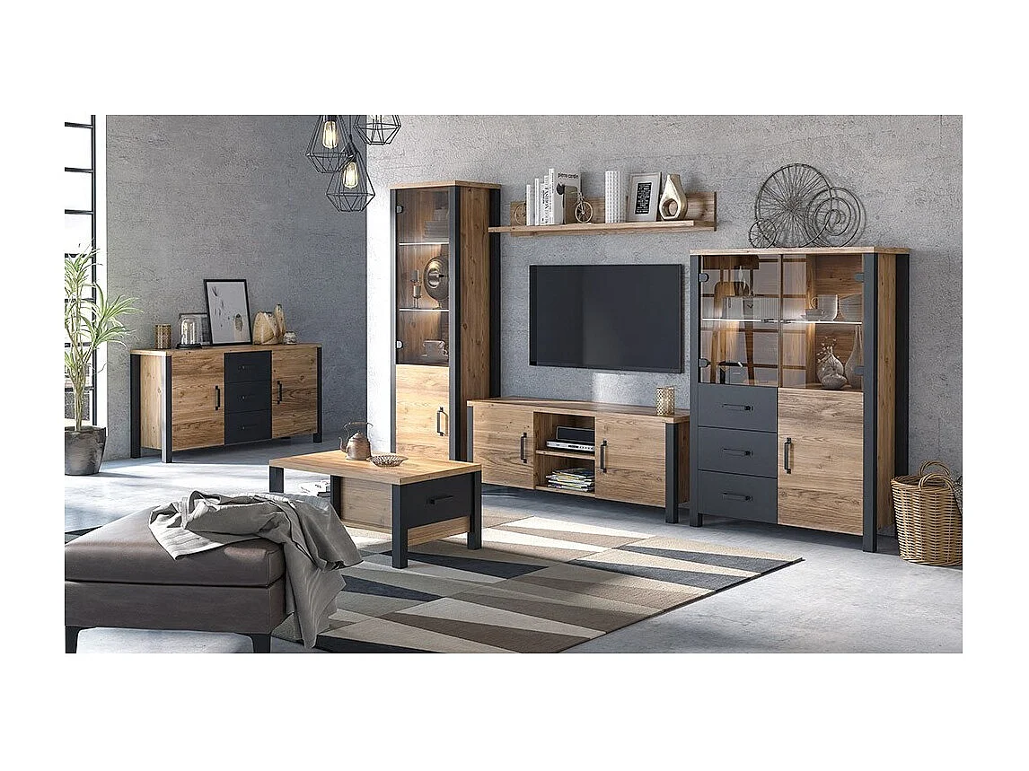 Hoge buffetkast DARWIN - Spar en zwart