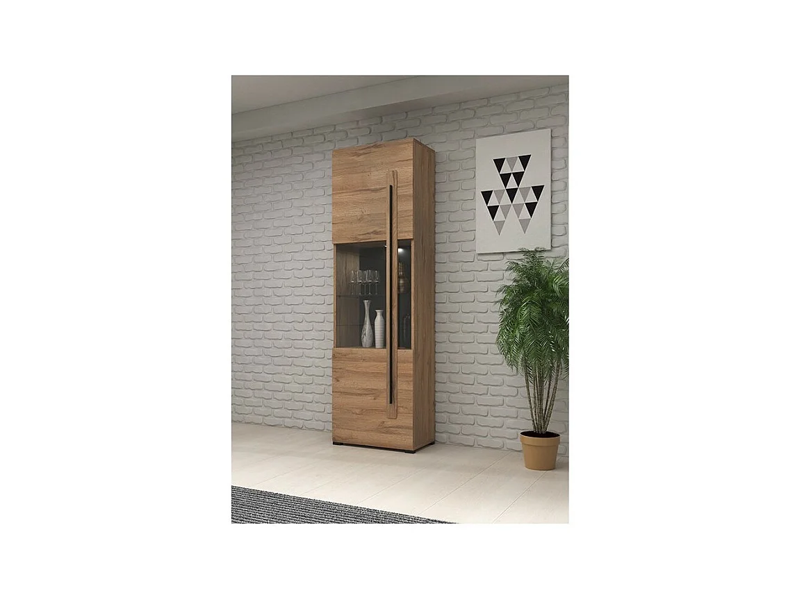 Designervitrine mit integriertem LED aus der BREDA Kollektion in Eichenfarbe.