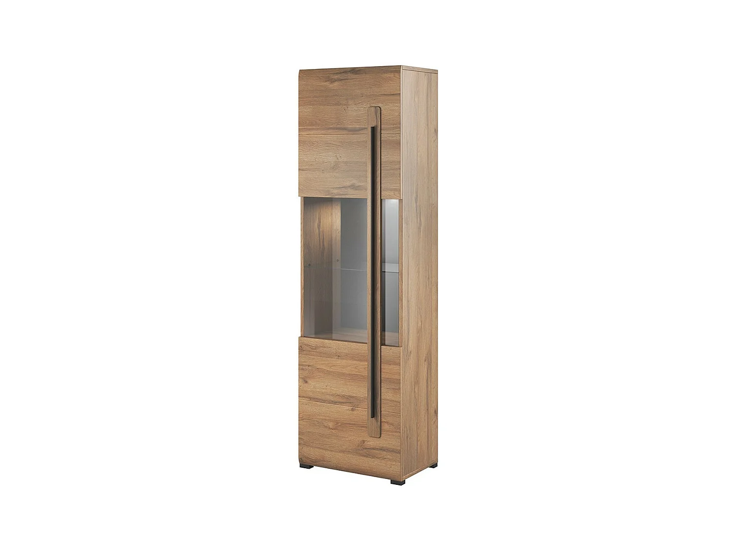 Vitrine design avec LED intégrée collection BREDA coloris chêne.