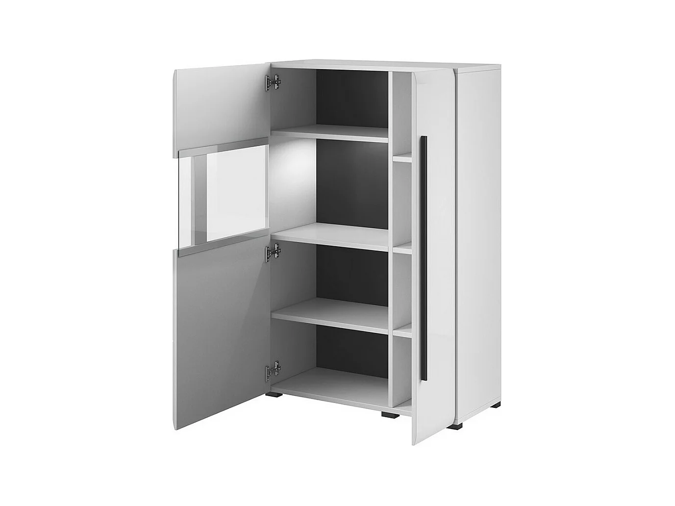 Vitrine design XL collection BREDA. LED incluses. Coloris blanc mat et blanc brillant.