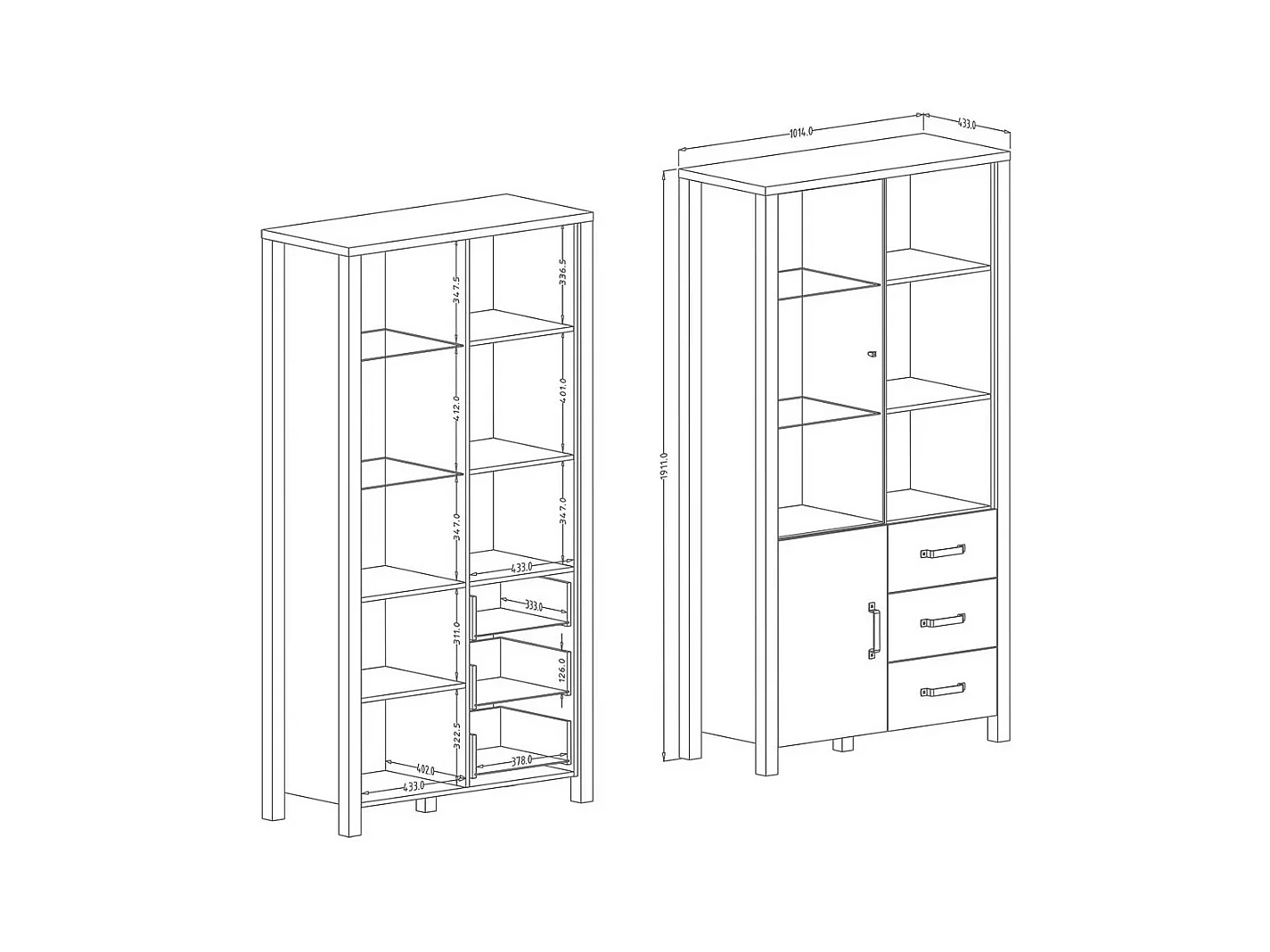 Vitrine large DARWIN – Épicéa et noir