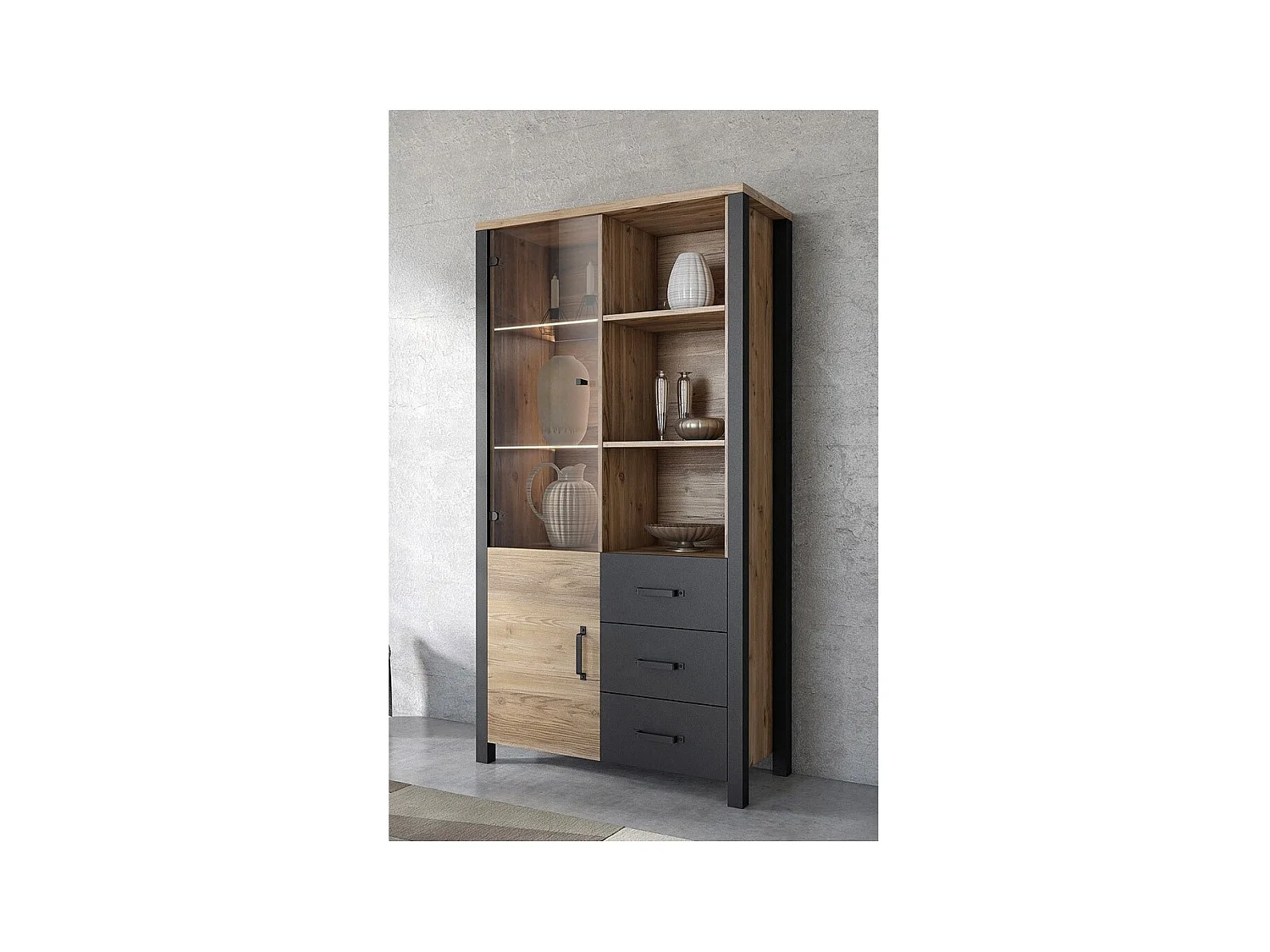 Vitrine large DARWIN – Épicéa et noir