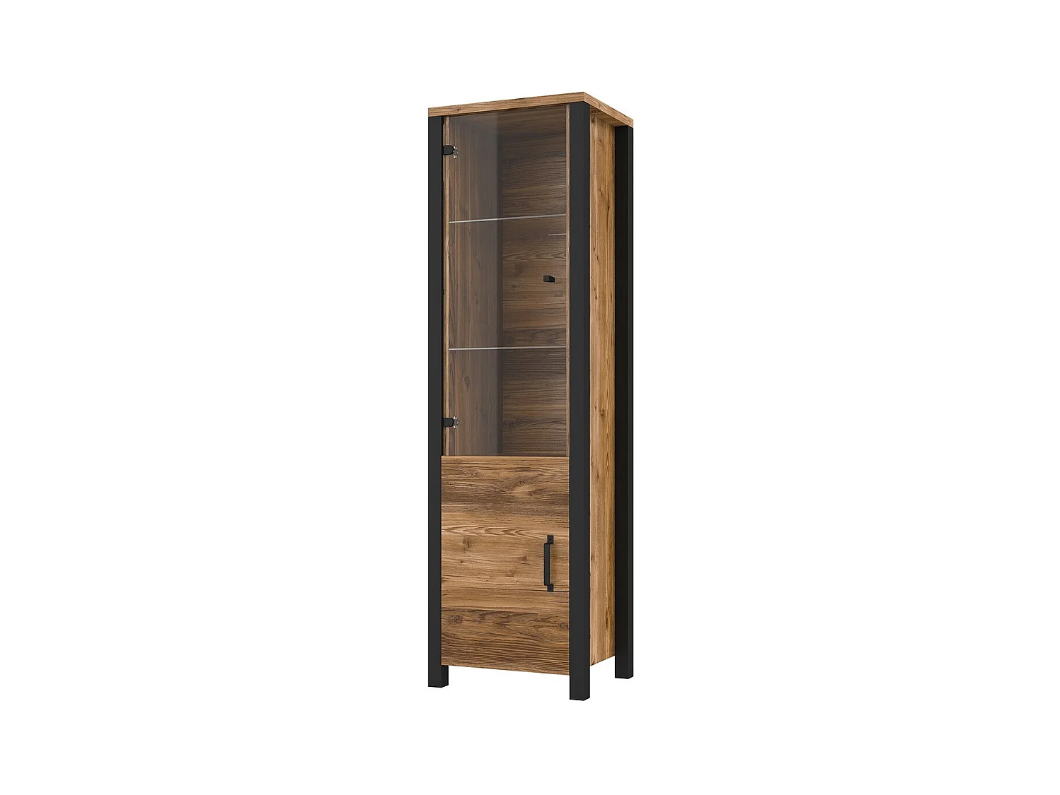 Vitrina alta de 2 puertas diseño DARWIN - Picea y negro