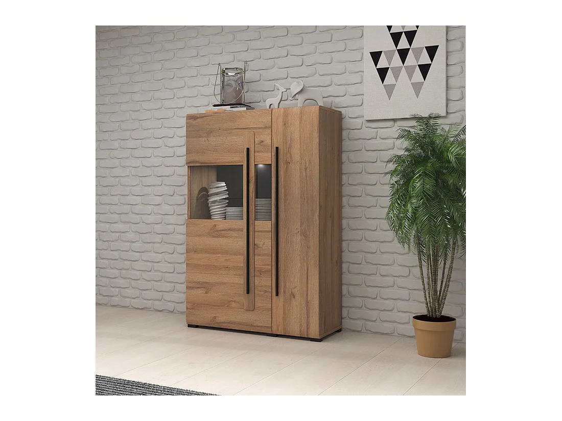 Designvitrine XL Kollektion BREDA. LED enthalten. Farbe Eiche.